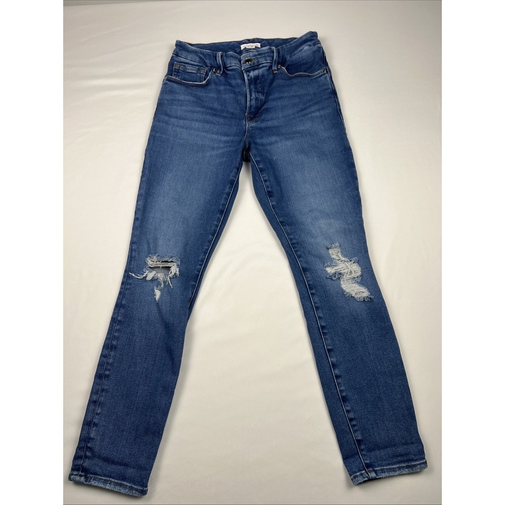Good American Jeans Womens Good Legs Skinny Stretch Distressed Blue Size 6/28